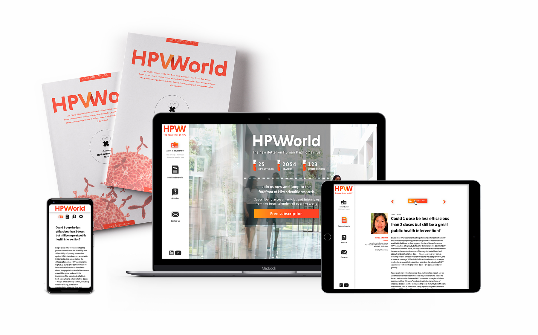 HPV site and subscription page hpvworld.com